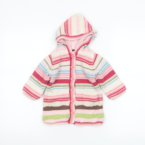 GAP Baby Multicoloured Striped Hooded Knit Cardigan 24 Months