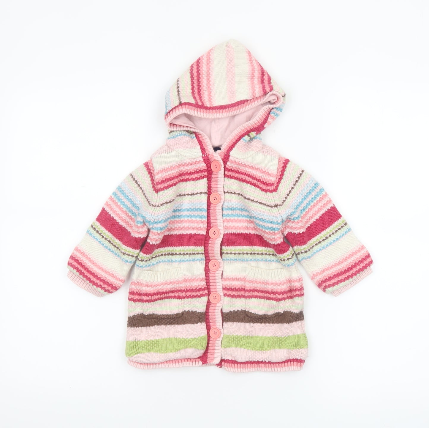 GAP Baby Multicoloured Striped Hooded Knit Cardigan 24 Months