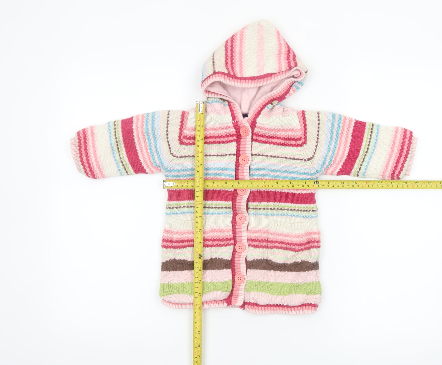GAP Baby Multicoloured Striped Hooded Knit Cardigan 24 Months