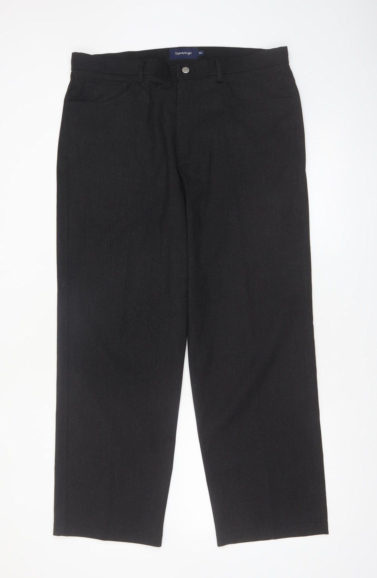 Taylor & Wright Mens Black 36R Straight Formal Trousers