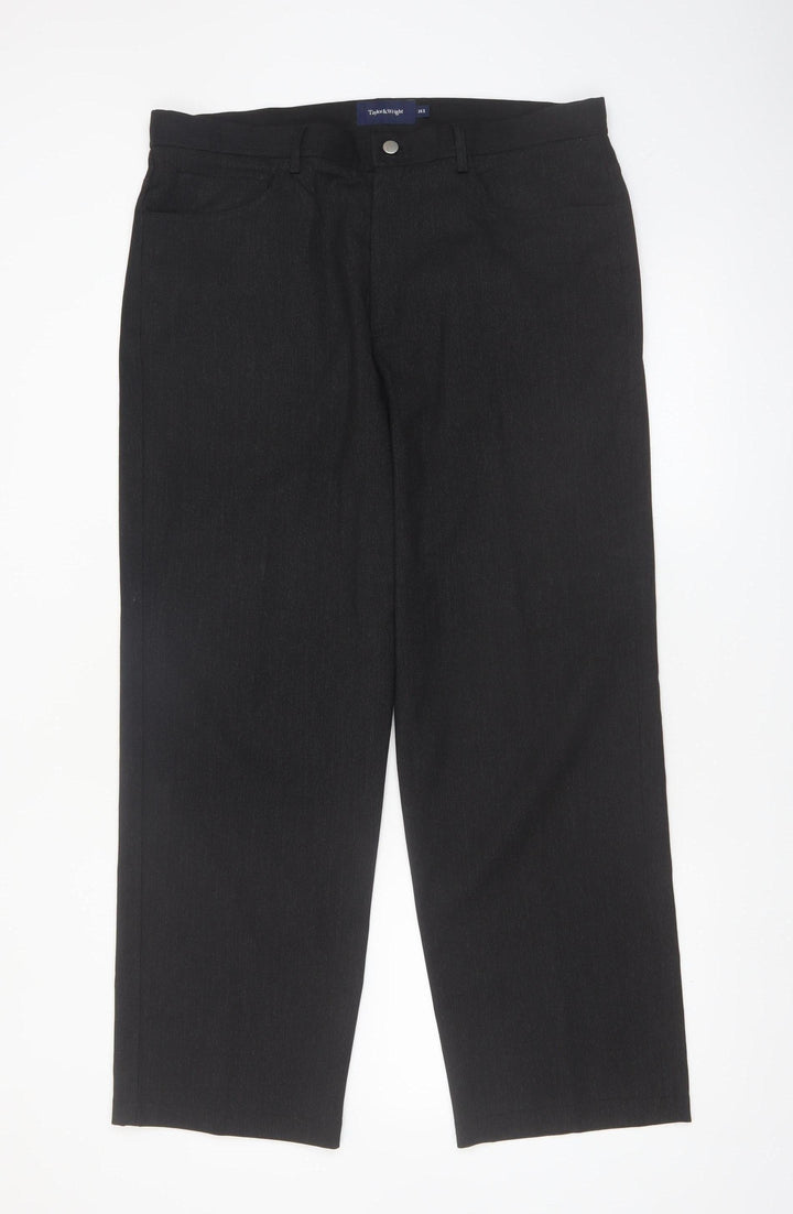 Taylor & Wright Mens Black 36R Straight Formal Trousers