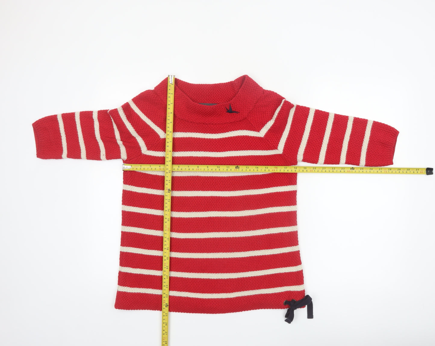 Marks and Spencer Per Una Red Striped Boat Neck Cotton Jumper Women’s Size 10