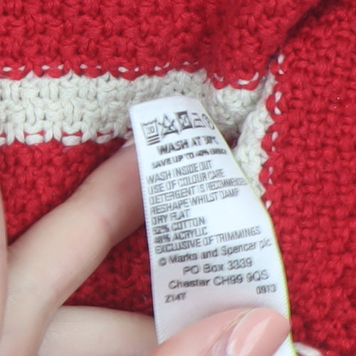 Marks and Spencer Per Una Red Striped Boat Neck Cotton Jumper Women’s Size 10