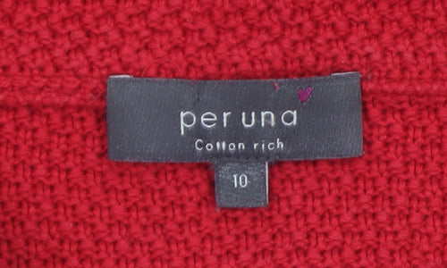 Marks and Spencer Per Una Red Striped Boat Neck Cotton Jumper Women’s Size 10