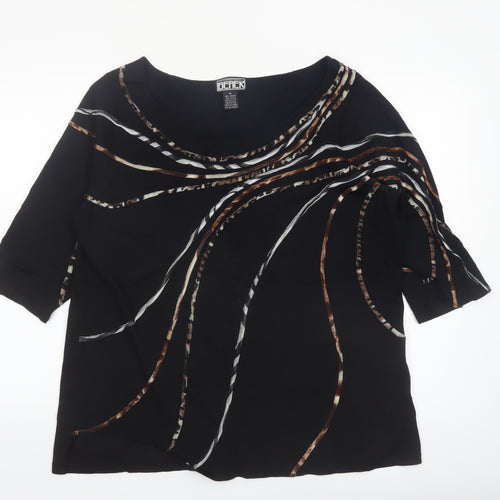 The Collective Works of Becher Womens Black XL Abstract 3/4 Sleeve Blouse