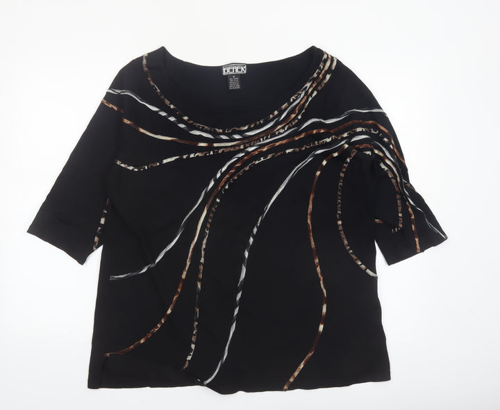 The Collective Works of Becher Womens Black XL Abstract 3/4 Sleeve Blouse