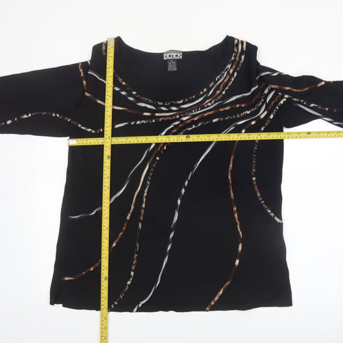 The Collective Works of Becher Womens Black XL Abstract 3/4 Sleeve Blouse