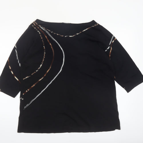 The Collective Works of Becher Womens Black XL Abstract 3/4 Sleeve Blouse