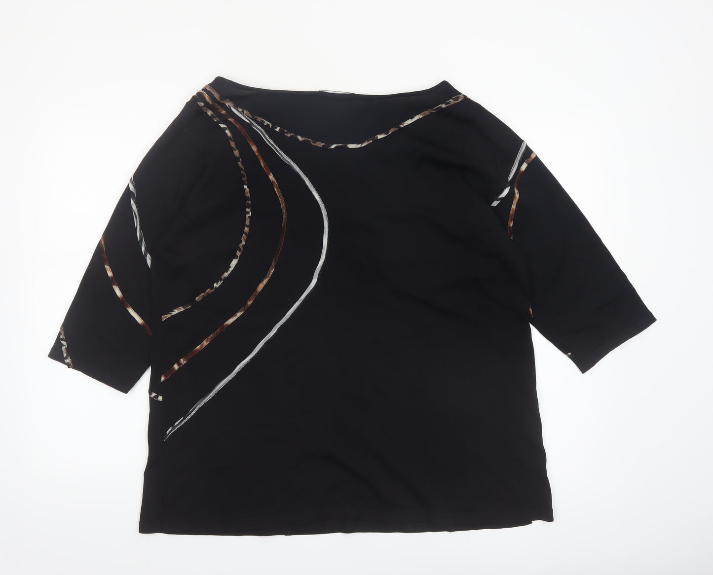 The Collective Works of Becher Womens Black XL Abstract 3/4 Sleeve Blouse