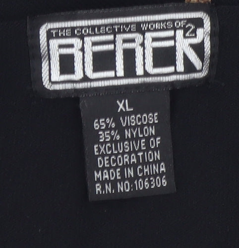 The Collective Works of Becher Womens Black XL Abstract 3/4 Sleeve Blouse