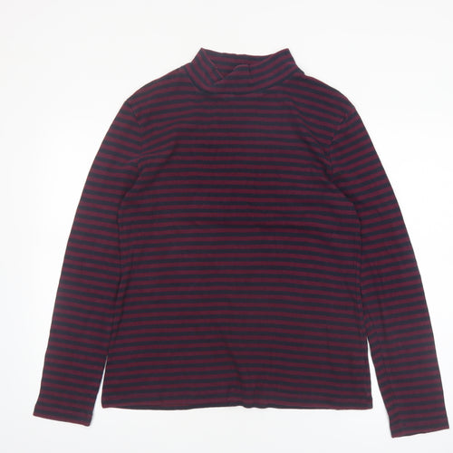 FatFace Women's Navy & Burgundy Striped Long Sleeve Roll Neck Top Size 20