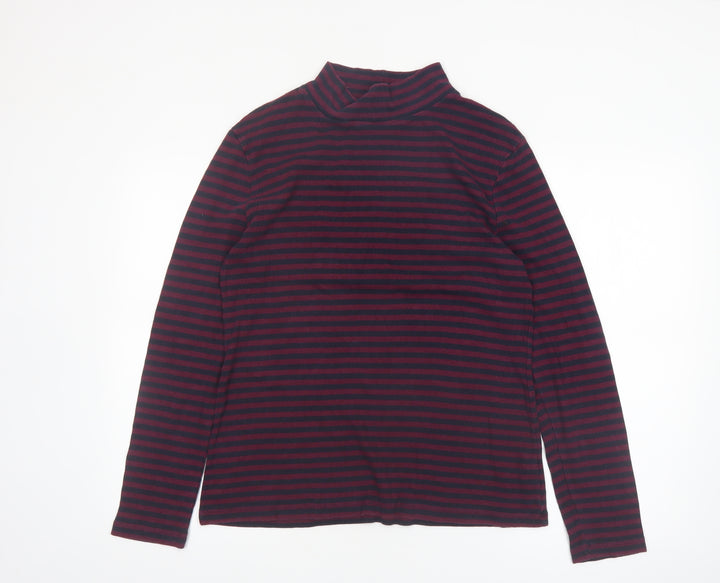 FatFace Women's Navy & Burgundy Striped Long Sleeve Roll Neck Top Size 20