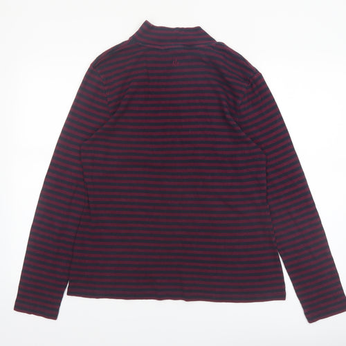 FatFace Women's Navy & Burgundy Striped Long Sleeve Roll Neck Top Size 20