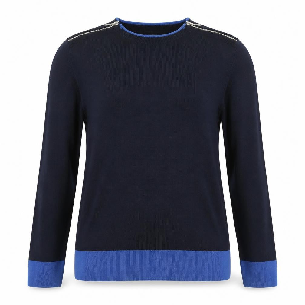 Debenhams The Collection Women Navy Blue Jumper Size 14 Crew Neck Zip Detail