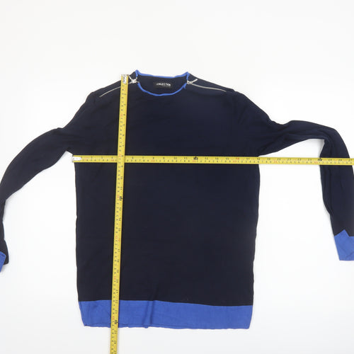 Debenhams The Collection Women Navy Blue Jumper Size 14 Crew Neck Zip Detail
