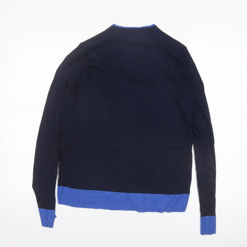 Debenhams The Collection Women Navy Blue Jumper Size 14 Crew Neck Zip Detail