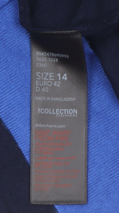 Debenhams The Collection Women Navy Blue Jumper Size 14 Crew Neck Zip Detail