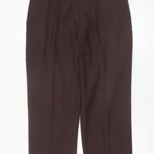 Skopes Men's Brown 34S Classic Fit Wool Blend Dress Trousers