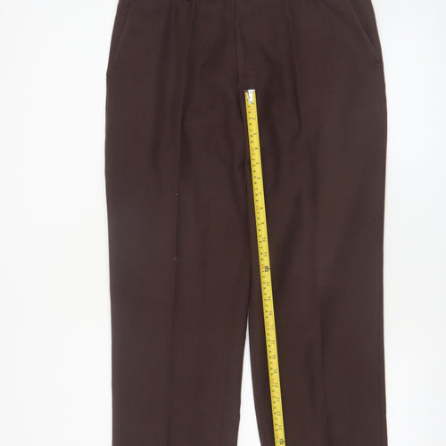 Skopes Men's Brown 34S Classic Fit Wool Blend Dress Trousers