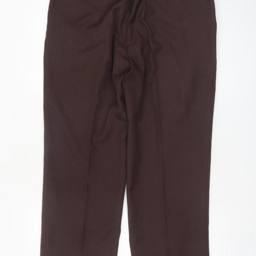 Skopes Men's Brown 34S Classic Fit Wool Blend Dress Trousers
