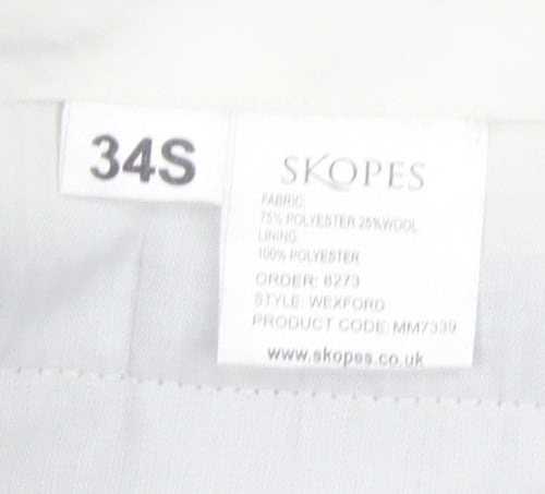 Skopes Men's Brown 34S Classic Fit Wool Blend Dress Trousers
