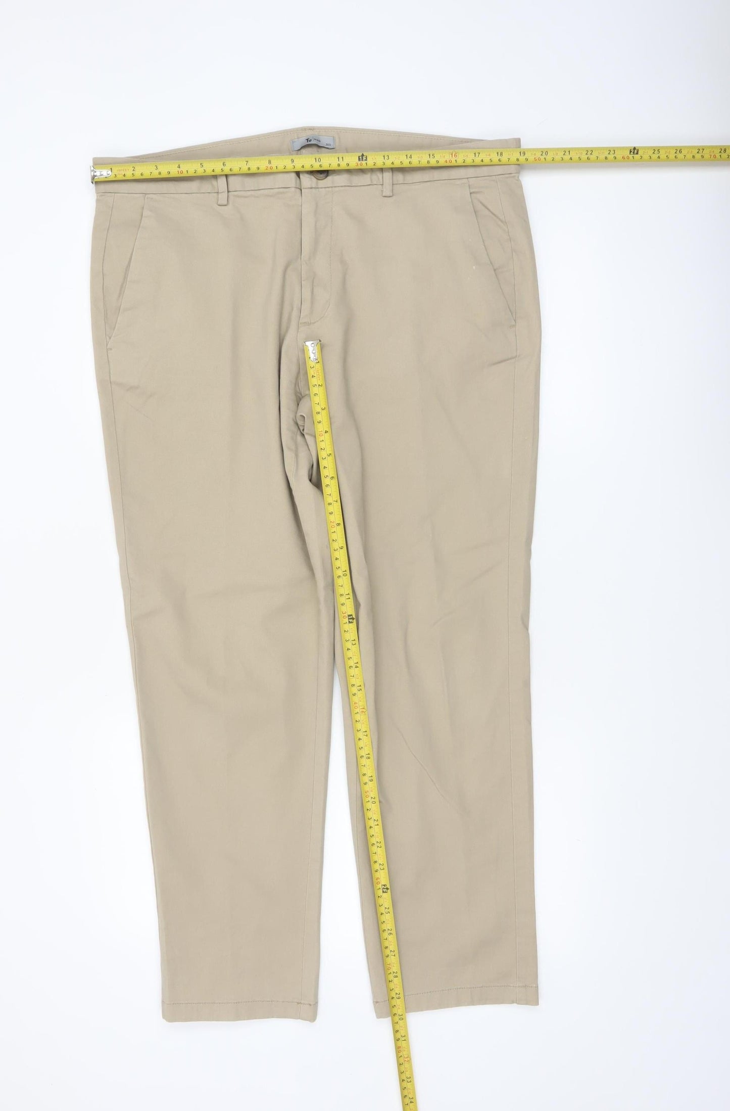 Tu Man Beige Chino Trousers Men’s Size 36 Regular Cotton Blend