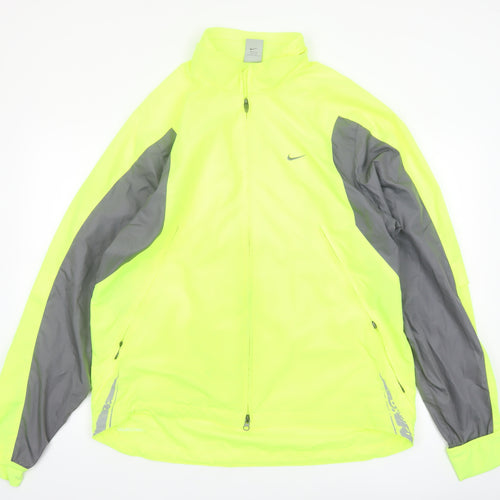 Nike Men's Yellow XL Clima-Fit Windbreaker Jacket Waterproof Zip Pockets
