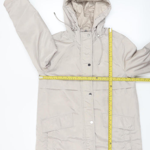 New Look Women’s Beige Hooded Long Parka Coat Size 10