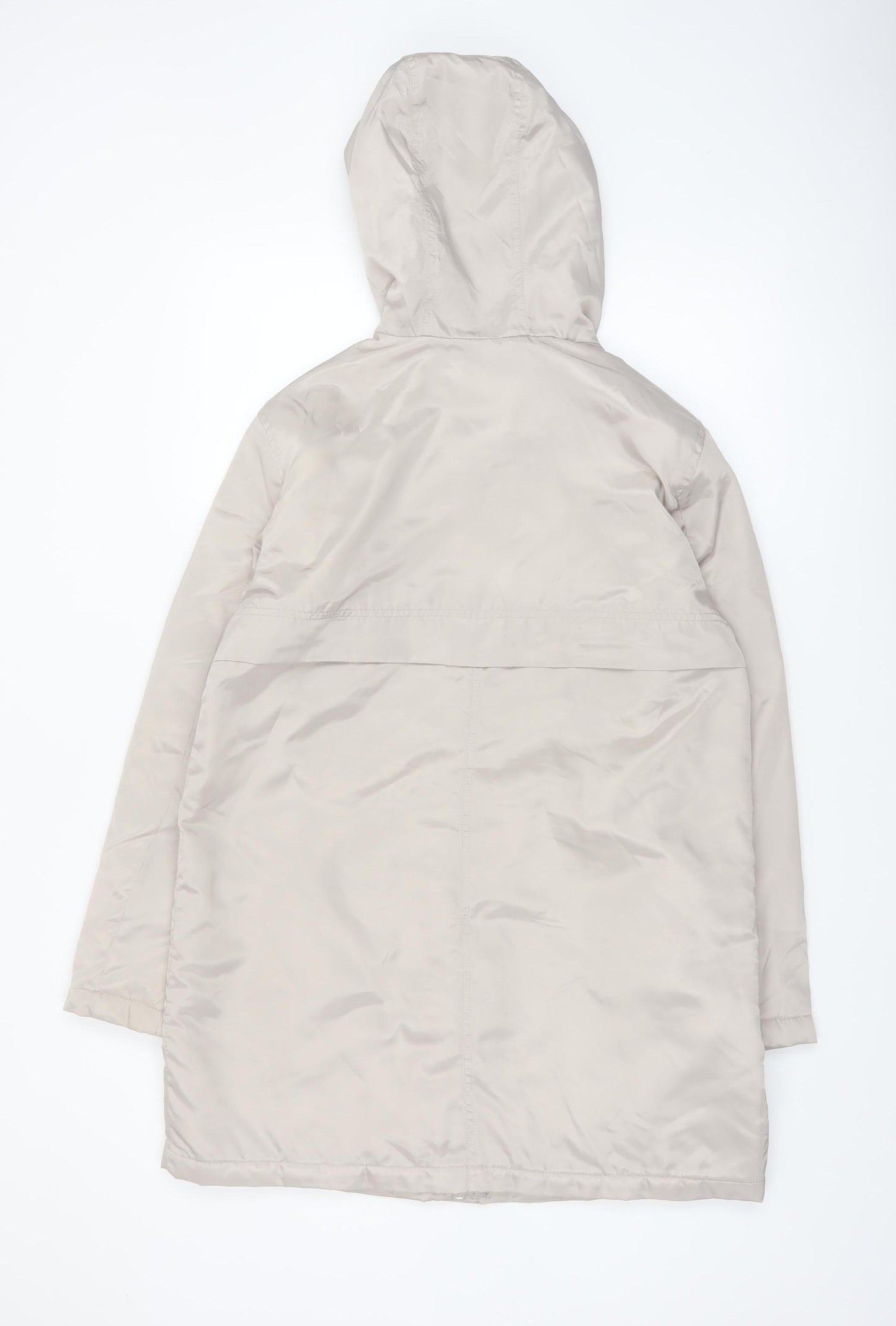 New Look Women’s Beige Hooded Long Parka Coat Size 10