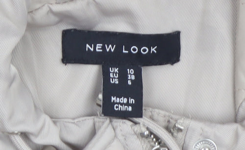 New Look Women’s Beige Hooded Long Parka Coat Size 10