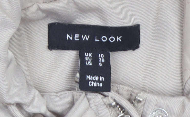 New Look Women’s Beige Hooded Long Parka Coat Size 10