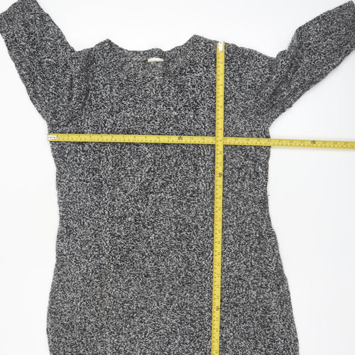 Monsoon Women Grey Knit Tunic Jumper M Boat Neck 3/4 Sleeve