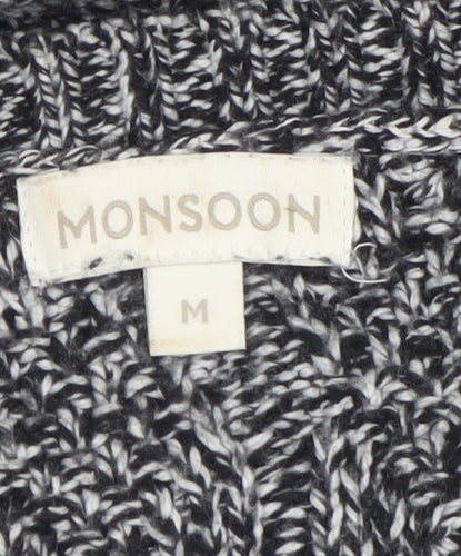 Monsoon Women Grey Knit Tunic Jumper M Boat Neck 3/4 Sleeve