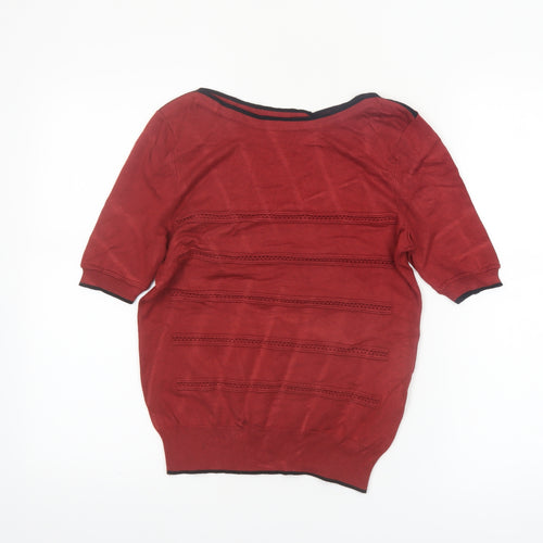 Principles Petite Red Boat Neck Short Sleeve Knit Jumper Size 12