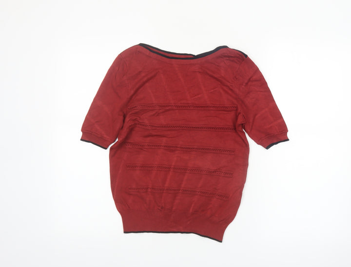 Principles Petite Red Boat Neck Short Sleeve Knit Jumper Size 12