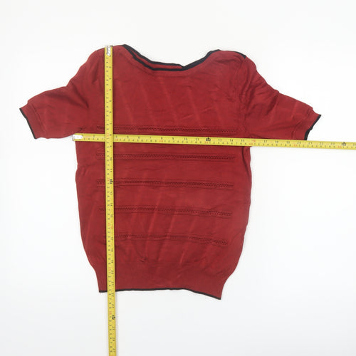 Principles Petite Red Boat Neck Short Sleeve Knit Jumper Size 12