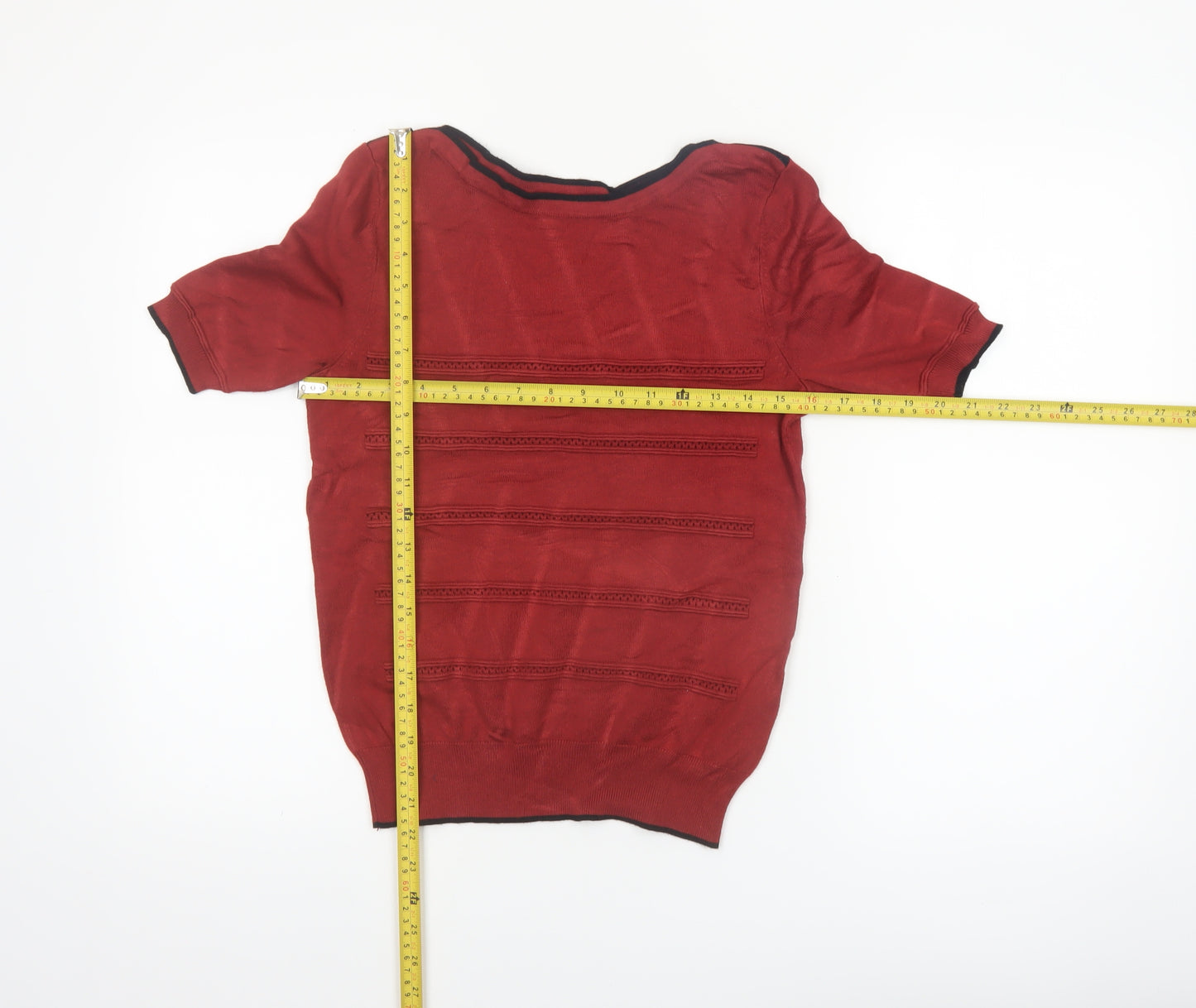 Principles Petite Red Boat Neck Short Sleeve Knit Jumper Size 12