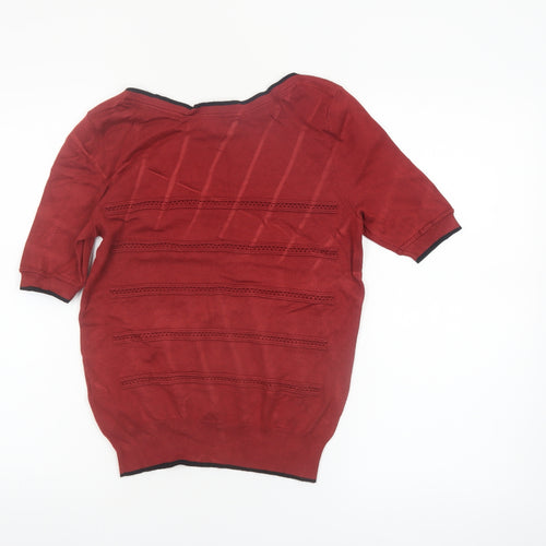 Principles Petite Red Boat Neck Short Sleeve Knit Jumper Size 12