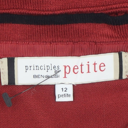 Principles Petite Red Boat Neck Short Sleeve Knit Jumper Size 12