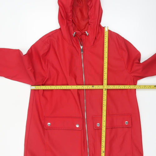 New Look Women's Red Hooded Rain Jacket Size 14