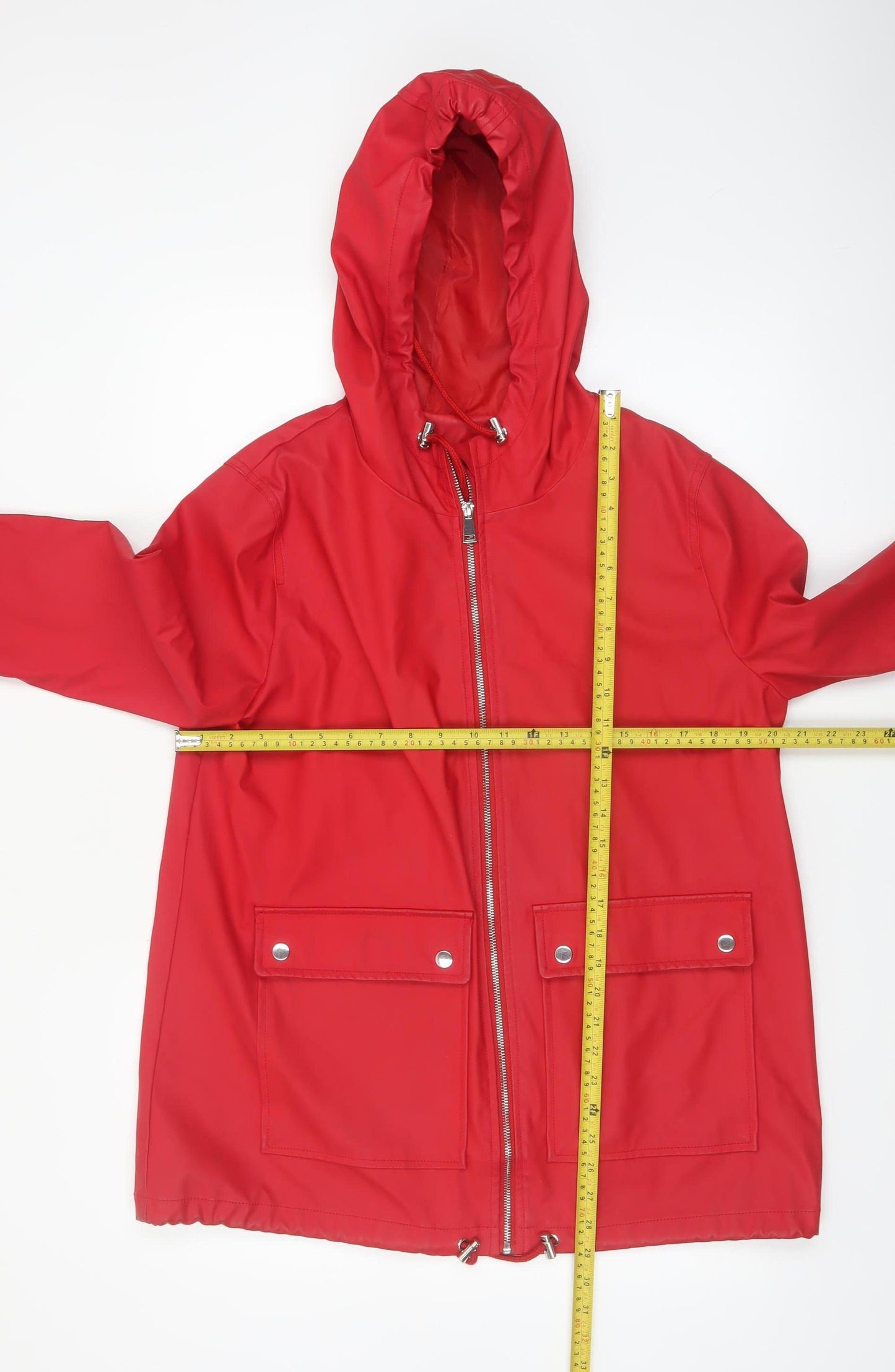 New Look Women's Red Hooded Rain Jacket Size 14