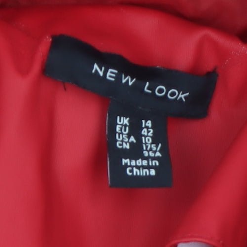 New Look Women's Red Hooded Rain Jacket Size 14