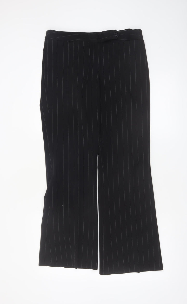 Dorothy Perkins Women’s Black Pinstripe Flared Dress Trousers Size 10