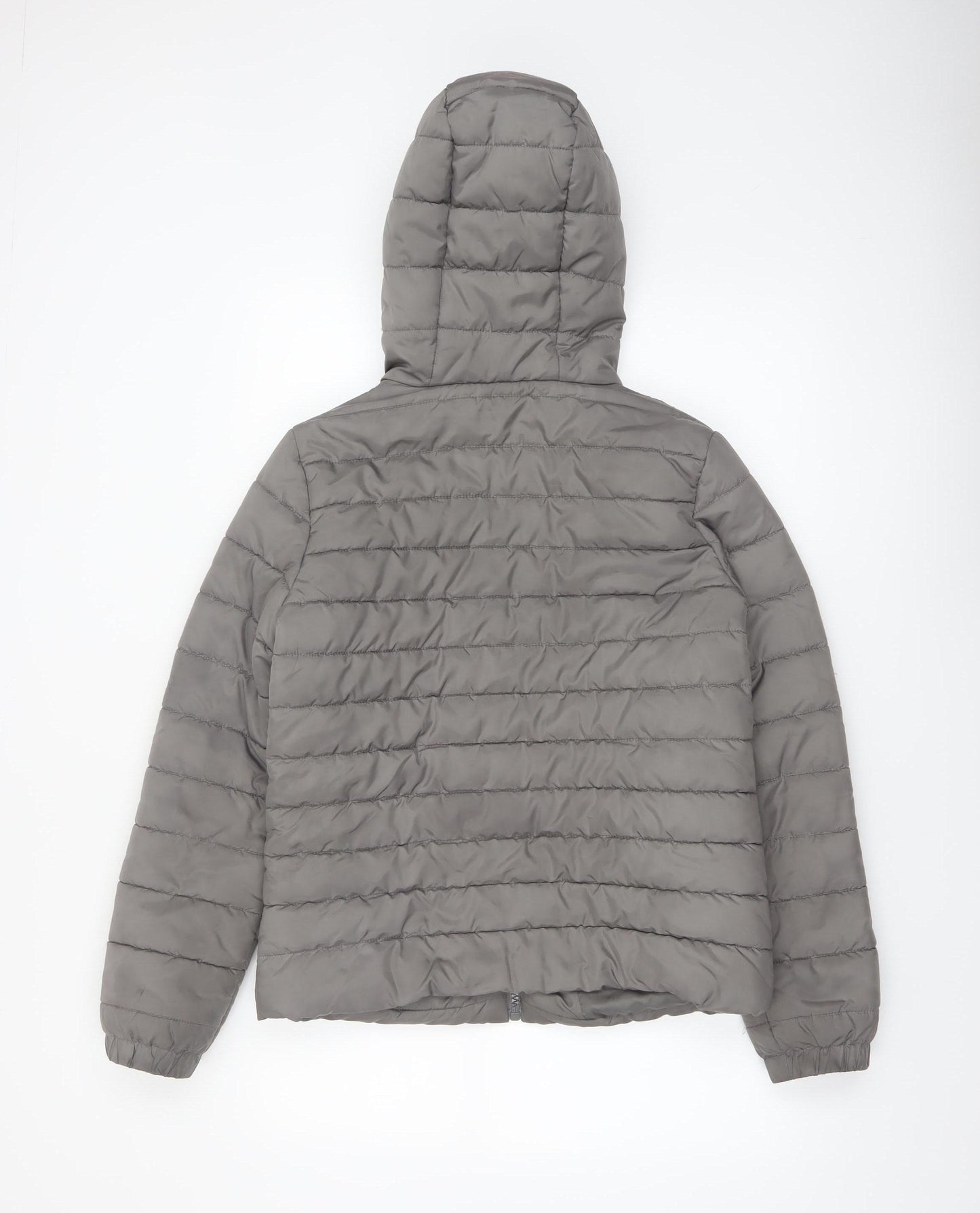 New Look Women Grey Size 10 Puffer Hooded Jacket Lightweight Quilted