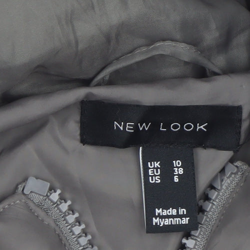 New Look Women Grey Size 10 Puffer Hooded Jacket Lightweight Quilted