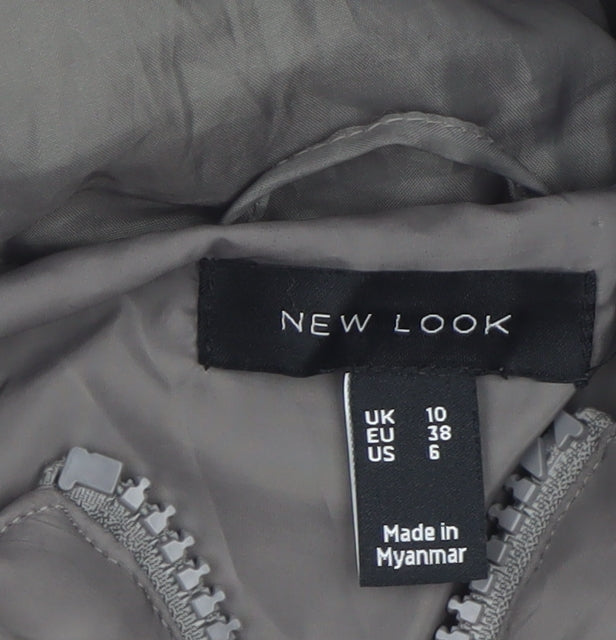New Look Women Grey Size 10 Puffer Hooded Jacket Lightweight Quilted