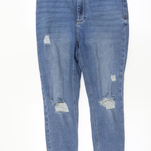 New Look Women's Blue Distressed Skinny Jeans Size 14