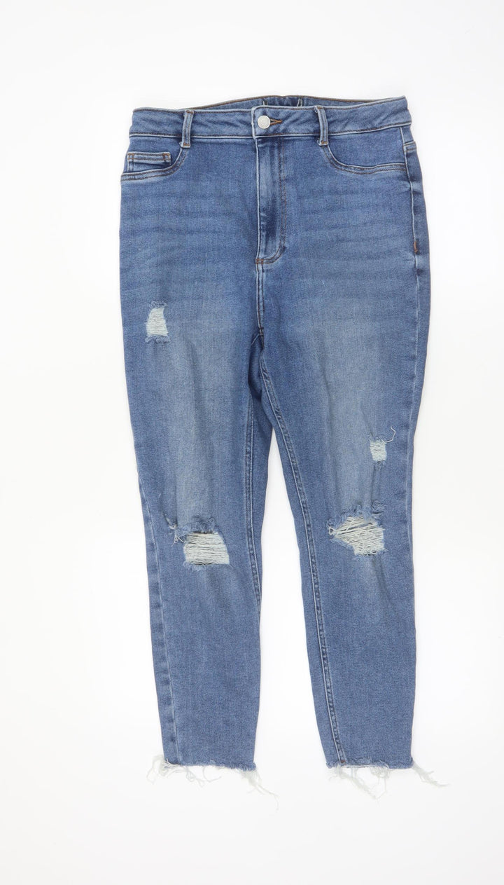New Look Women's Blue Distressed Skinny Jeans Size 14
