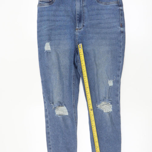New Look Women's Blue Distressed Skinny Jeans Size 14
