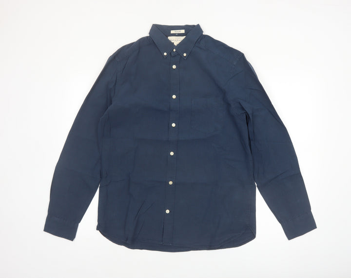 H&M L.O.G.G Men’s Blue Regular Fit Long Sleeve Cotton Button-Up Shirt M